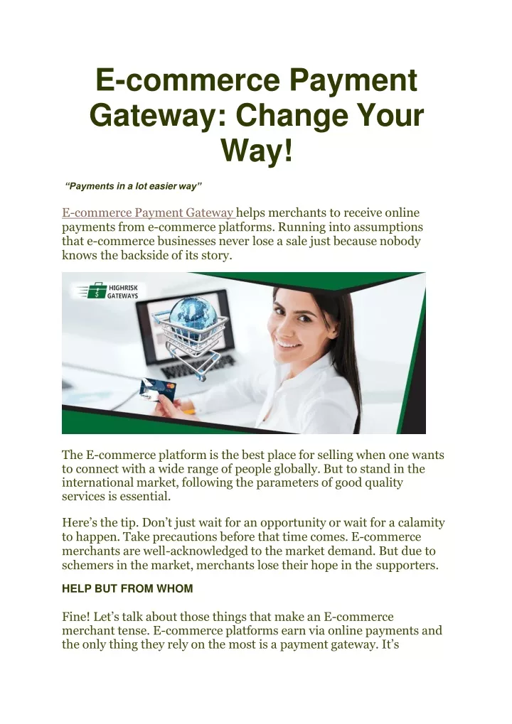 e commerce payment gateway change your way