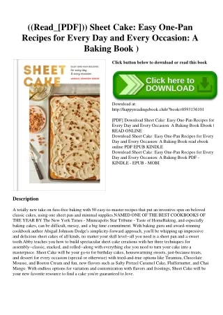 ((Read_[PDF])) Sheet Cake Easy One-Pan Recipes for Every Day and Every Occasion A Baking Book ^READ)