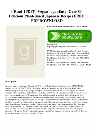 ((Read_[PDF])) Vegan JapanEasy Over 80 Delicious Plant-Based Japanese Recipes FREE PDF DOWNLOAD