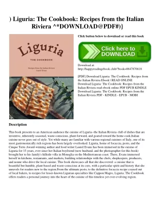 ^DOWNLOAD-PDF) Liguria The Cookbook Recipes from the Italian Riviera ^DOWNLOAD@PDF#)}