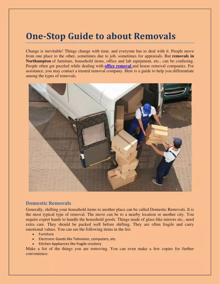 one stop guide to about removals