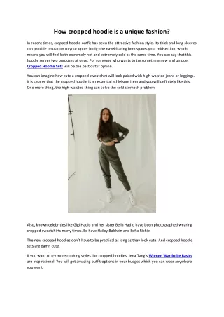 How cropped hoodie is a unique fashion