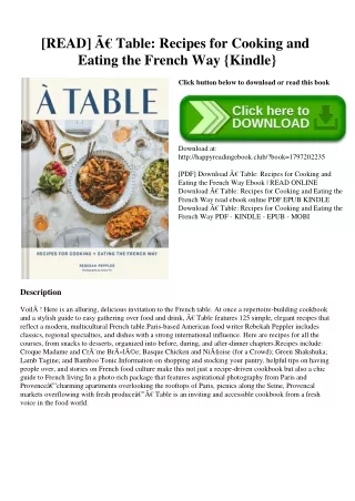 [READ] Ã€ Table Recipes for Cooking and Eating the French Way {Kindle}