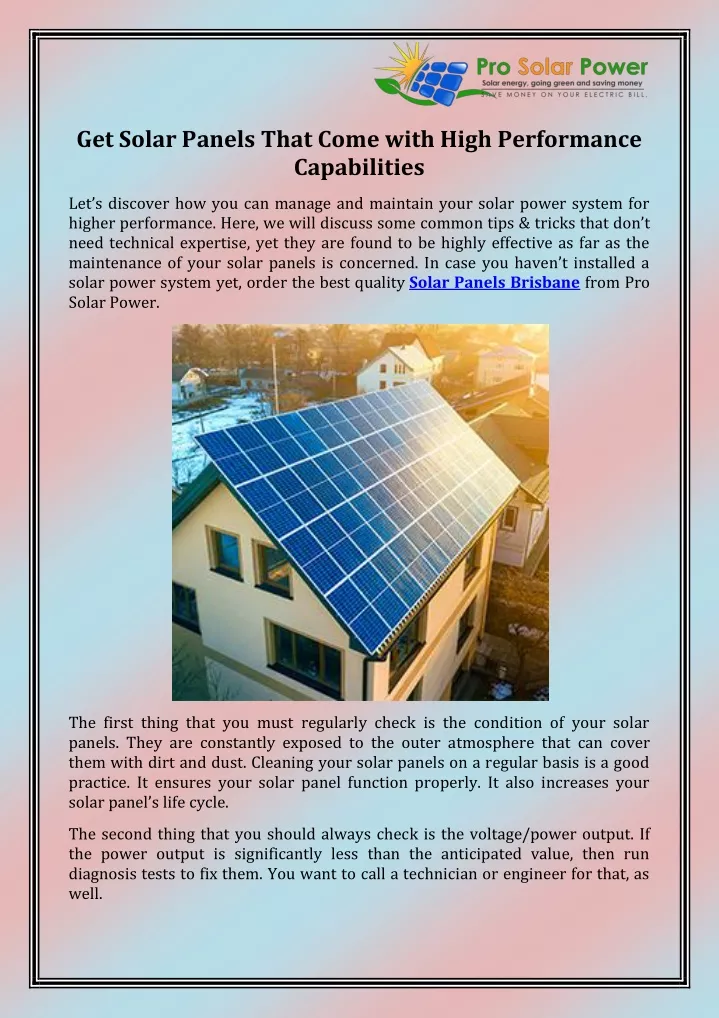 get solar panels that come with high performance