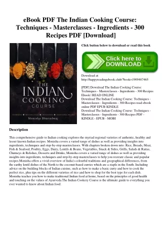 eBook PDF The Indian Cooking Course Techniques - Masterclasses - Ingredients - 300 Recipes PDF [Download]