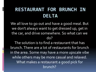 Restaurant For Brunch in Delta