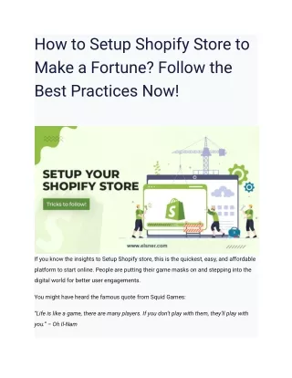 how to setup shopify store to make a fortune