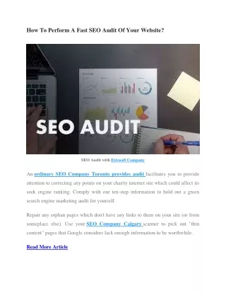 how to perform a fast seo audit of your website