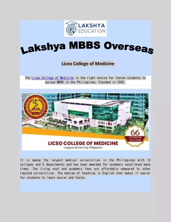 liceo college of medicine the liceo college