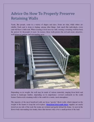 Advice On How To Properly Preserve Retaining Walls