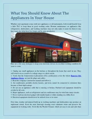 What You Should Know About The Appliances In Your House