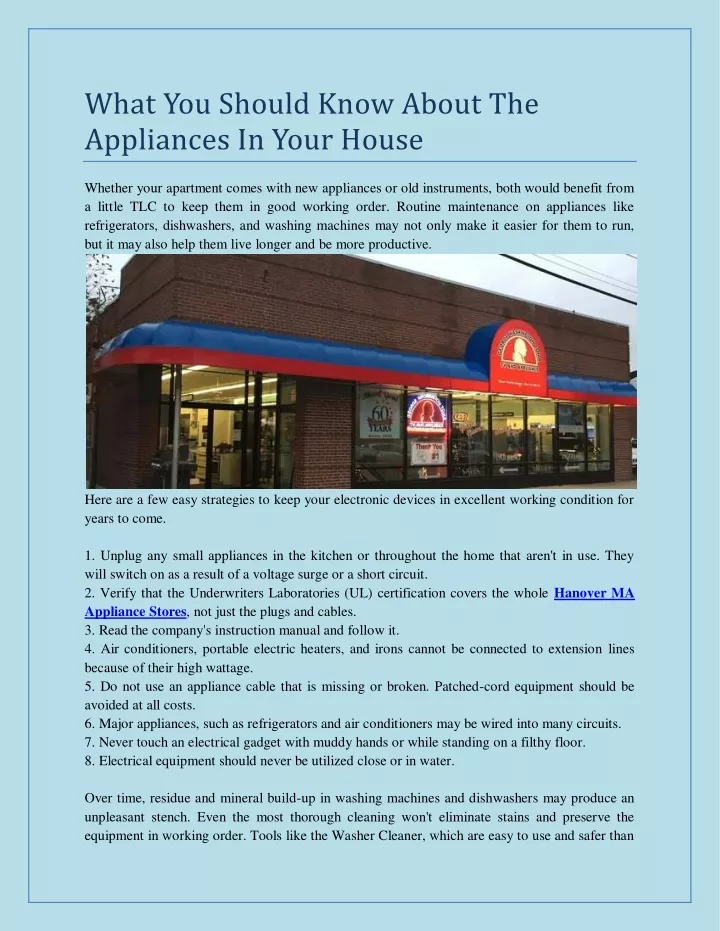 what you should know about the appliances in your
