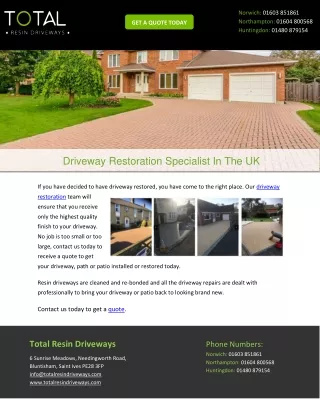 Driveway Restoration Specialist In The UK