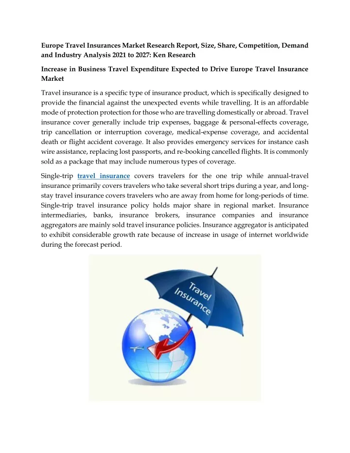 europe travel insurances market research report
