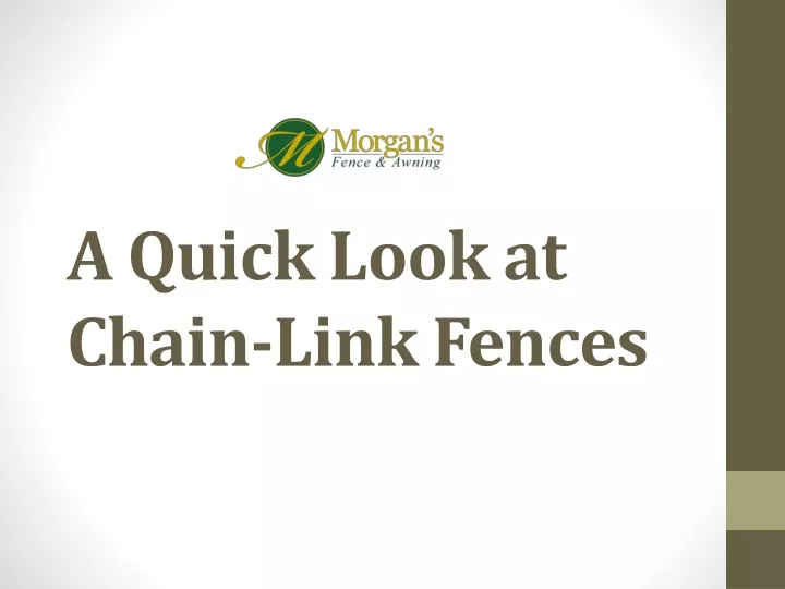 a quick look at chain link fences