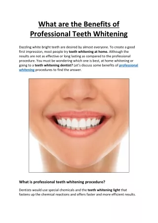 What are the Benefits of Professional Teeth Whitening