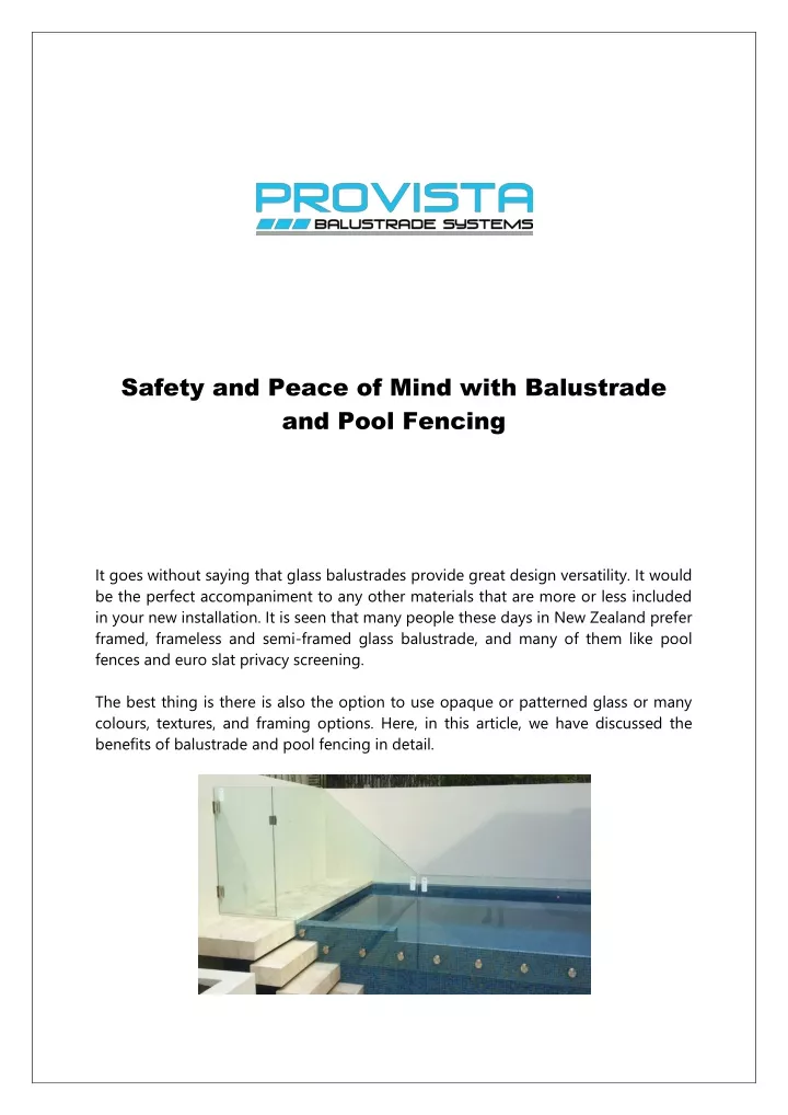 safety and peace of mind with balustrade and pool