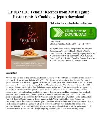 EPUB  PDF Felidia Recipes from My Flagship Restaurant A Cookbook {epub download}