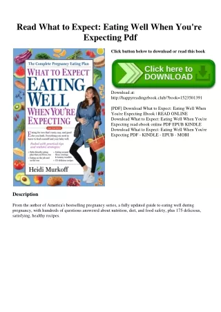 Read What to Expect Eating Well When You're Expecting Pdf