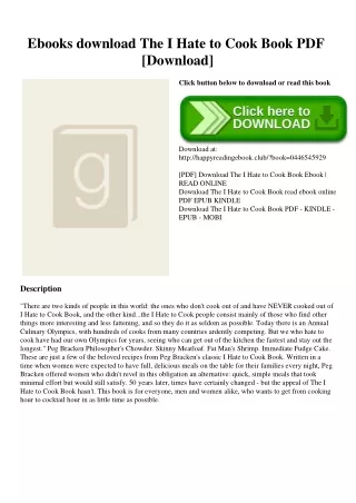 Ebooks download The I Hate to Cook Book PDF [Download]