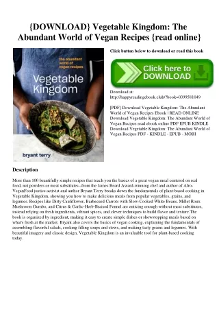 {DOWNLOAD} Vegetable Kingdom The Abundant World of Vegan Recipes {read online}