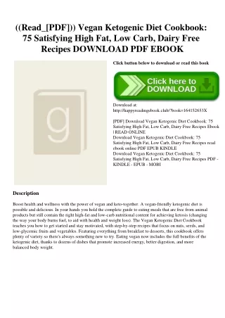 ((Read_[PDF])) Vegan Ketogenic Diet Cookbook 75 Satisfying High Fat  Low Carb  Dairy Free Recipes DOWNLOAD PDF EBOOK