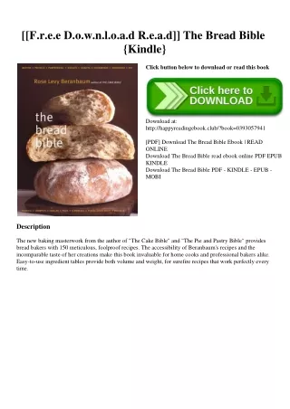 [[F.r.e.e D.o.w.n.l.o.a.d R.e.a.d]] The Bread Bible {Kindle}