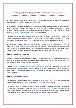 2 trending diploma engineering degrees 2 trending