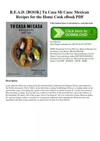 R.E.A.D. [BOOK] Tu Casa Mi Casa Mexican Recipes for the Home Cook eBook PDF