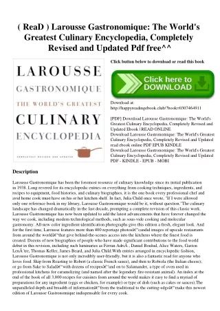 ( ReaD ) Larousse Gastronomique The World's Greatest Culinary Encyclopedia  Completely Revised and Updated Pdf free^^