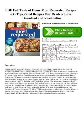 PDF Full Taste of Home Most Requested Recipes 633 Top-Rated Recipes Our Readers Love! Download and Read online