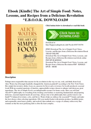 Ebook [Kindle] The Art of Simple Food Notes  Lessons  and Recipes from a Delicious Revolution ^E.B.O.O.K. DOWNLOAD#
