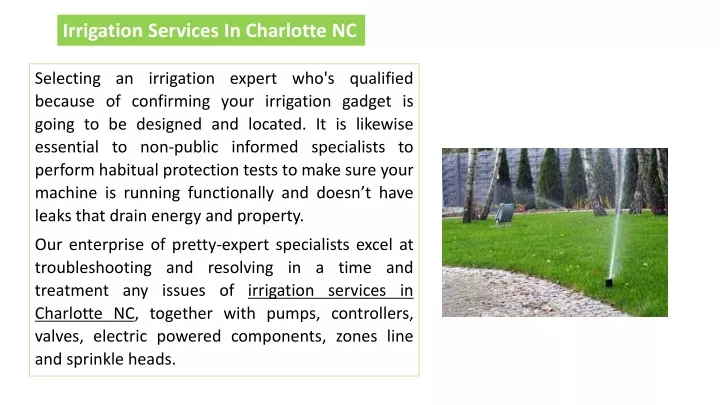 irrigation services in charlotte nc