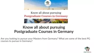 Know all about pursuing Postgraduate Courses in Germany