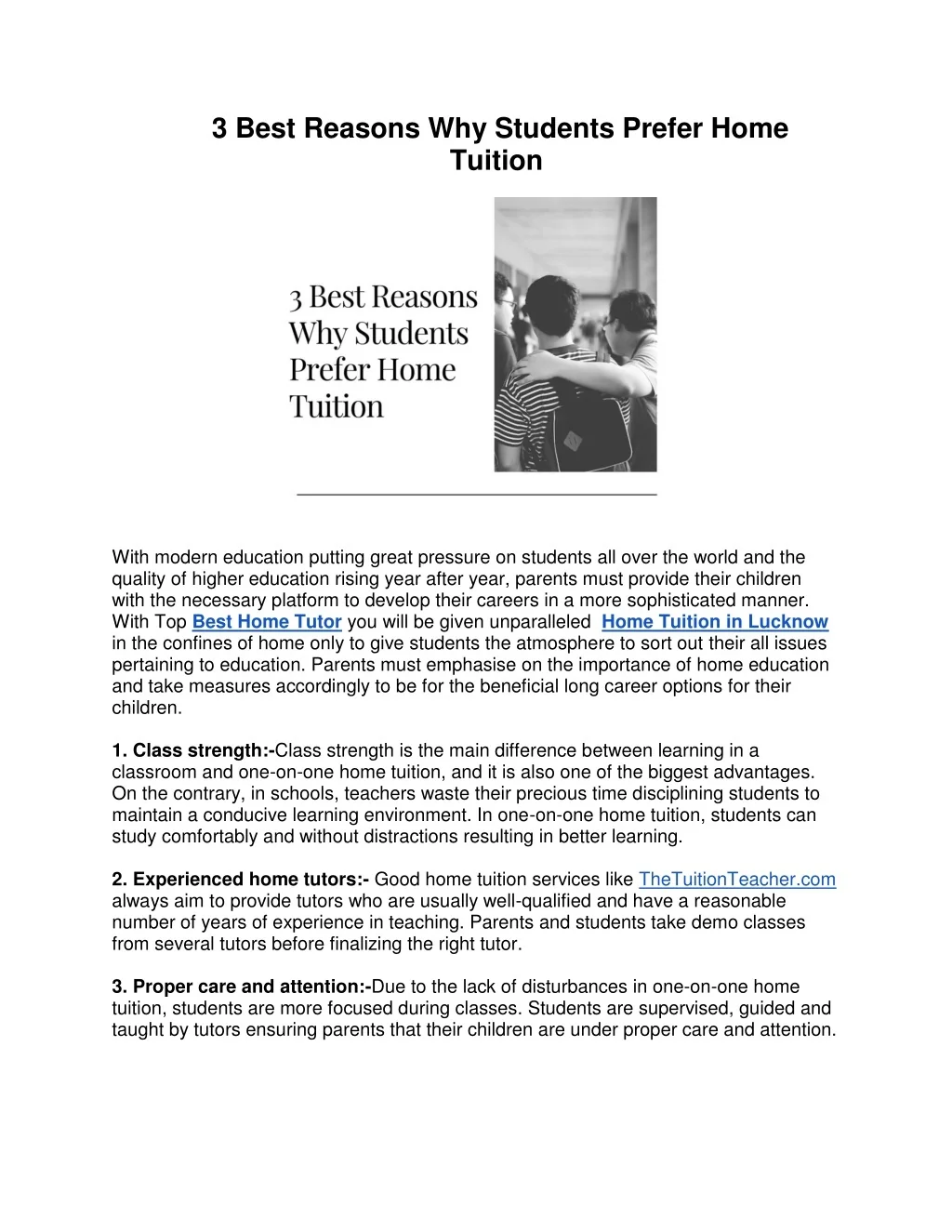 PPT - 3 Best Reasons Why Students Prefer Home Tuition PowerPoint ...