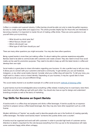 How To Become A Barista And Earn A Comfortable Living?
