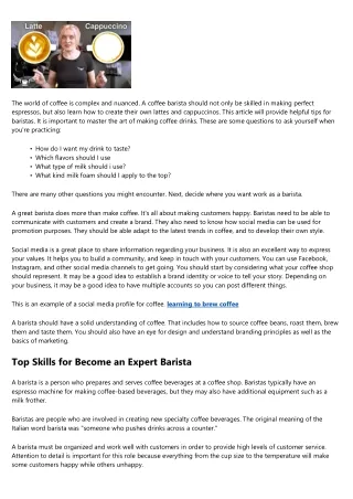 How To Become A Barista And Earn A Comfortable Living?