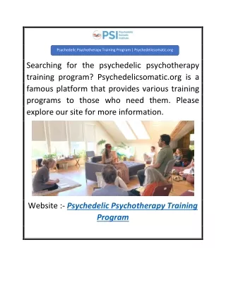 Psychedelic Psychotherapy Training Program  Psychedelicsomatic.org