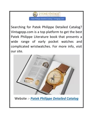 Patek Philippe Detailed Catalog  Vintagepp.com