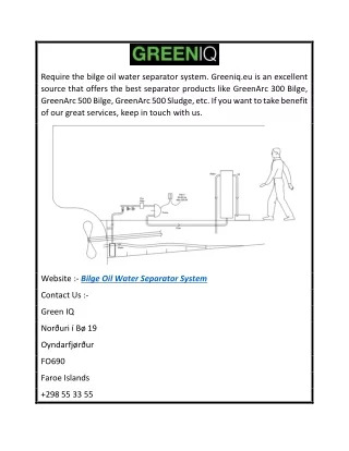 Bilge Oil Water Separator System  Greeniq.eu