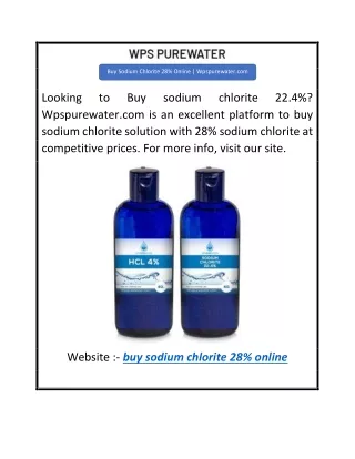 Buy Sodium Chlorite 28% Online  Wpspurewater.com