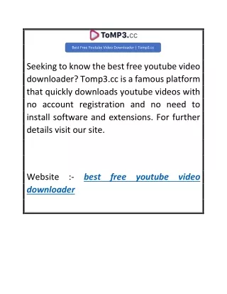 Best Free Youtube Video Downloader  Tomp3.cc