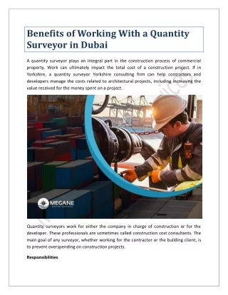 Benefits of Working With a Quantity Surveyor in Dubai