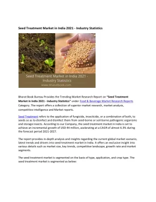India Seed Treatment Market Research Report 2021-2027
