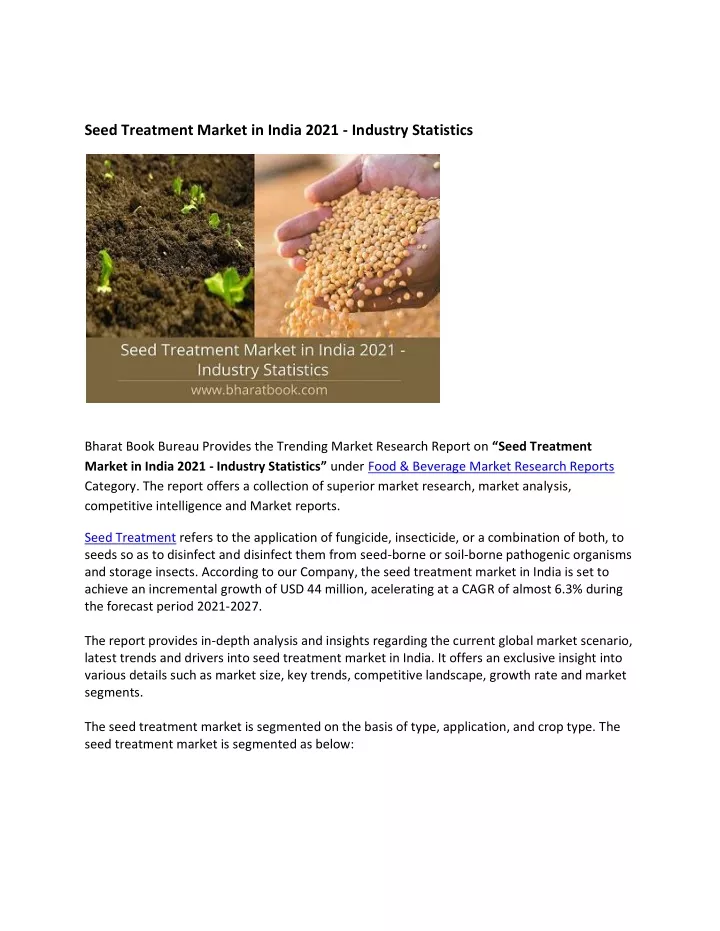 seed treatment market in india 2021 industry