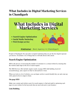 What Includes in Digital Marketing Services in Chandigarh