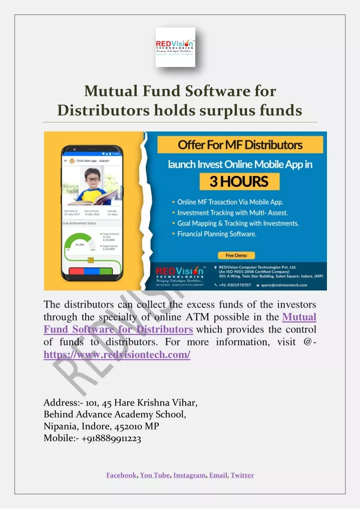 mutual fund software for distributors holds