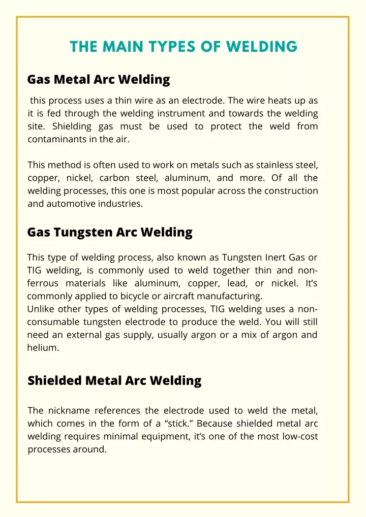 the main types of welding