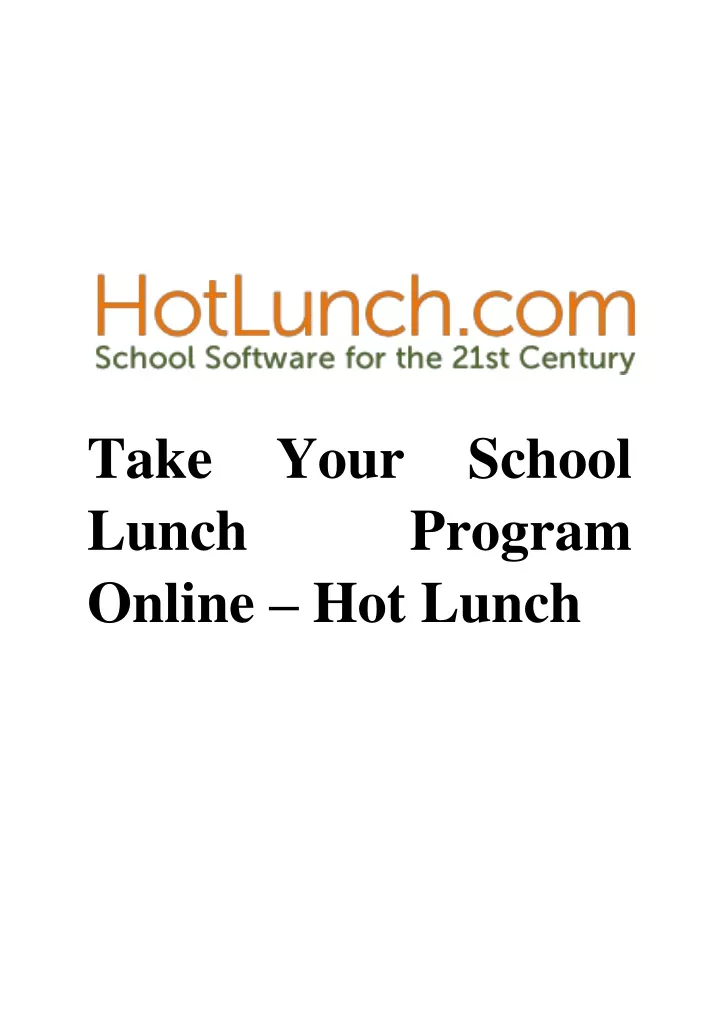 take your school lunch online hot lunch