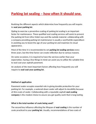 parking lot sealing how often it should one